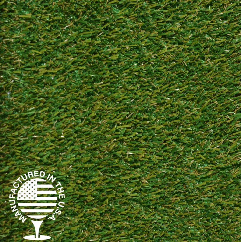 Detailed close-up of premium artificial grass with dense olive-green blades and a realistic blended texture, designed for durability, natural appearance, and low-maintenance landscape installations.
