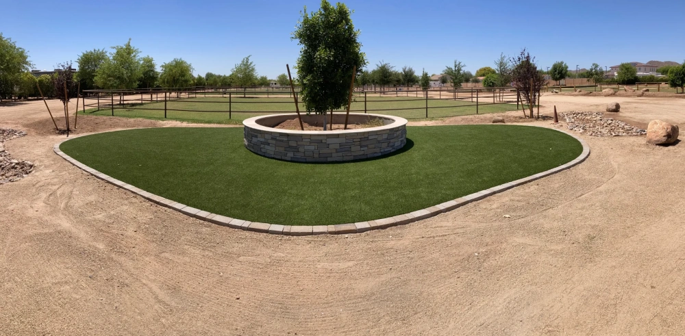 artificial turf in a backyard 