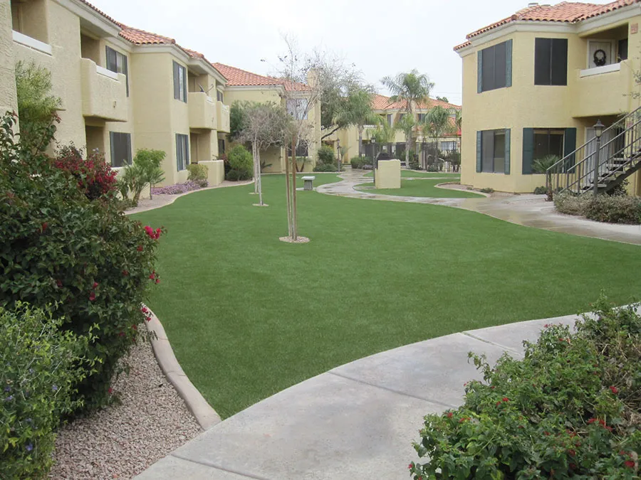 artificial turf in a front yard with a house