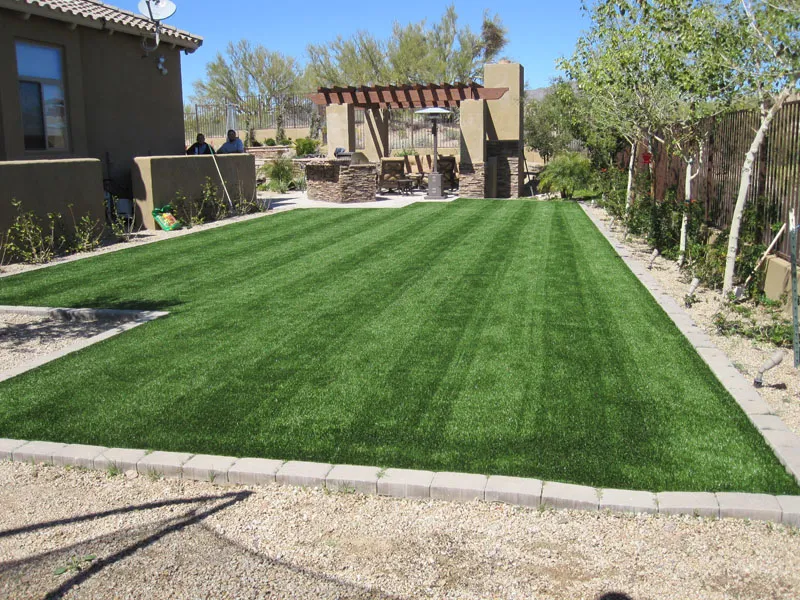 artificial turf in a front yard in a narrow space