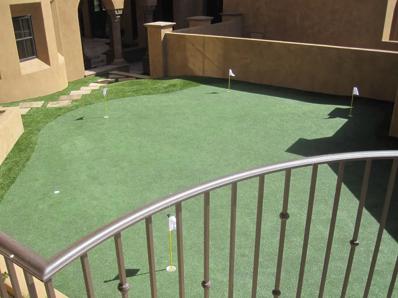 a putting green in a backyard