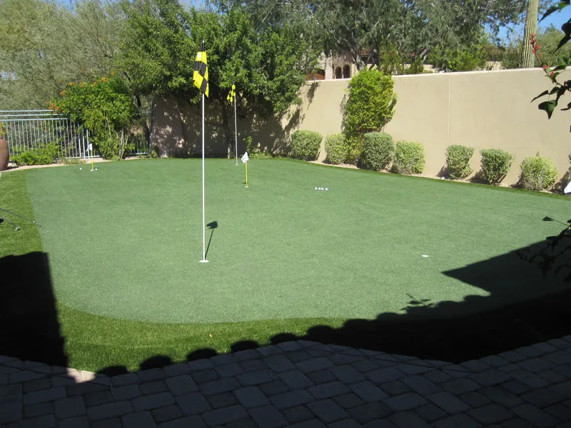 a putting green in a backyard